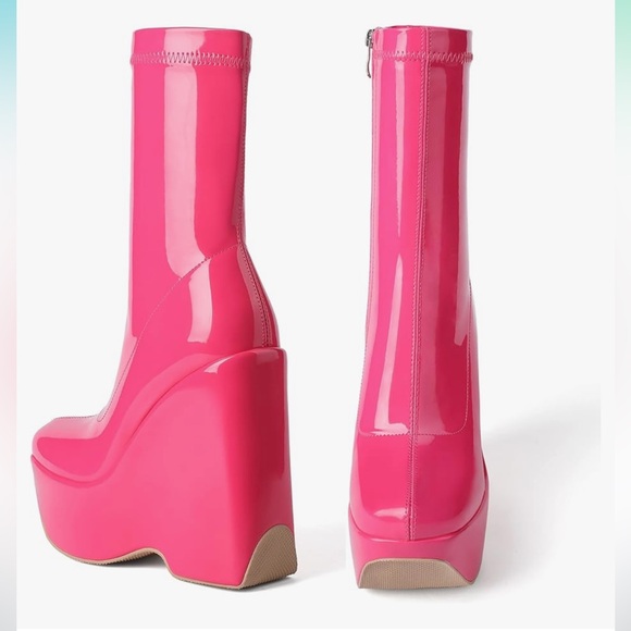 New Shop sun gurg Platform Ankle Boots for Women Wedges Narrow Mid-Calf Boot - Picture 9 of 10